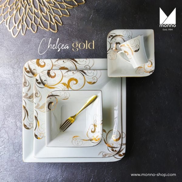 Monno Chelsea Gold Porcelain Dinner set